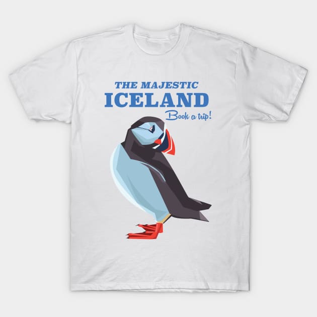 Iceland Puffin vintage travel poster T-Shirt by nickemporium1